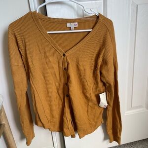 Mustard Button-Up Long Sleeve Tshirt